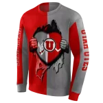 utah utes heartbeat graphic red hoodie best selling