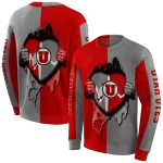 utah utes heartbeat graphic red hoodie best selling