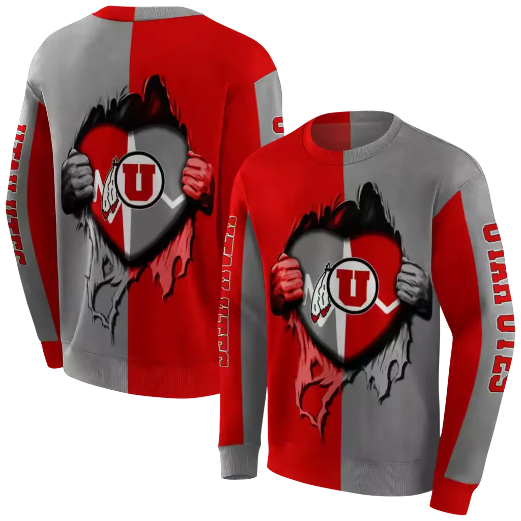 utah utes heartbeat graphic red hoodie premium grade utah utes heartbeat graphic red hoodie premium grade