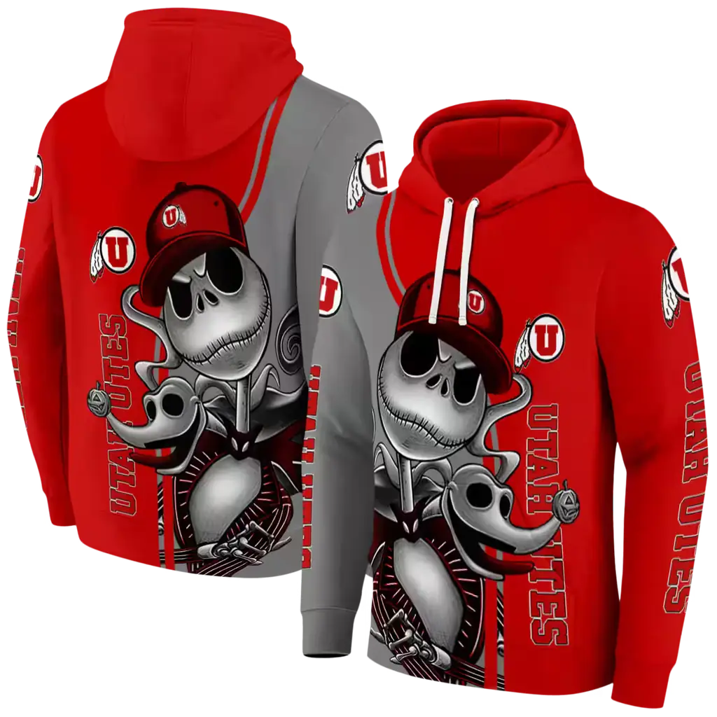 utah utes jack skellington red hoodie fashion forward utah utes jack skellington red hoodie fashion forward