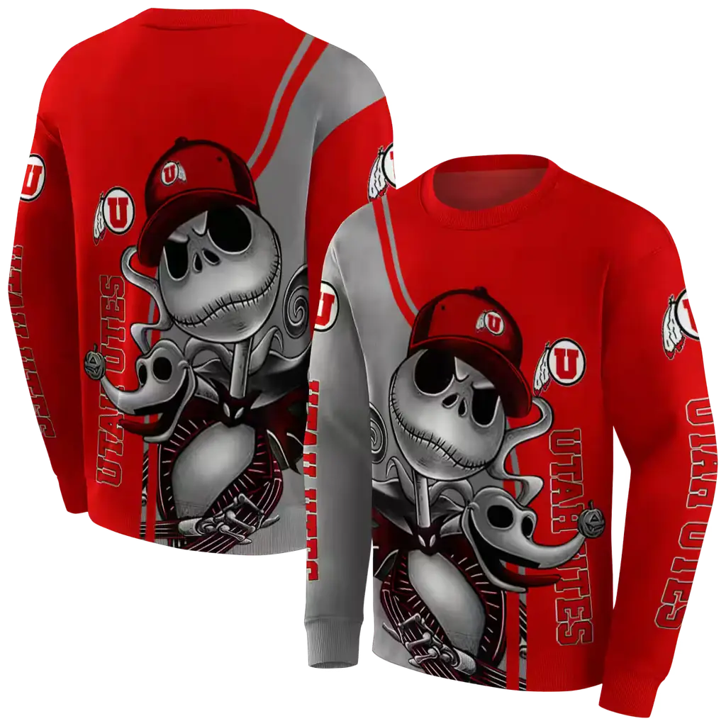 utah utes jack skellington red hoodie premium grade utah utes jack skellington red hoodie premium grade