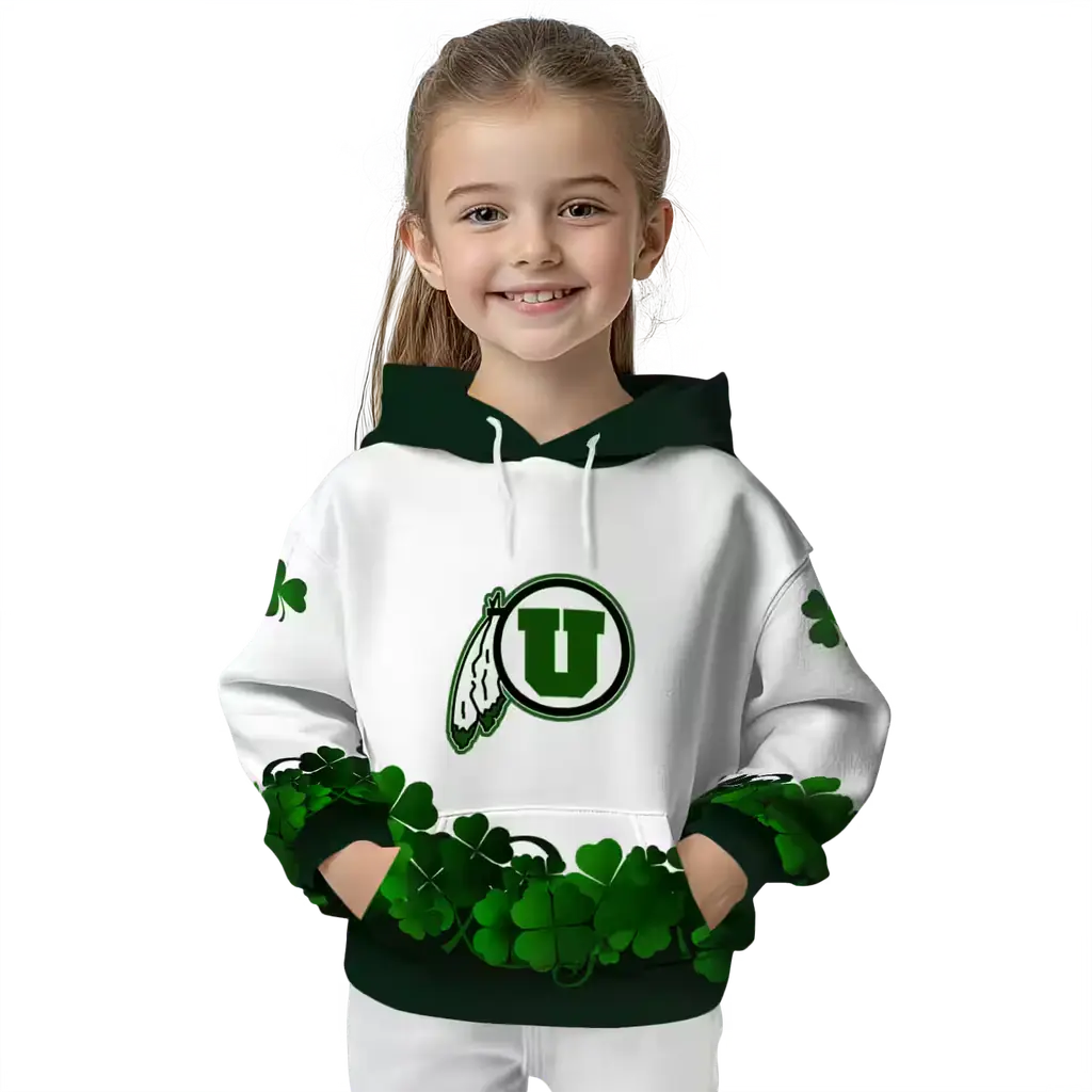 utah utes lucky motif white green hoodie top rated utah utes lucky motif white green hoodie top rated