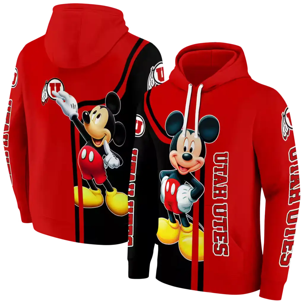 utah utes mickey mouse red black hoodie fashion forward utah utes mickey mouse red black hoodie fashion forward