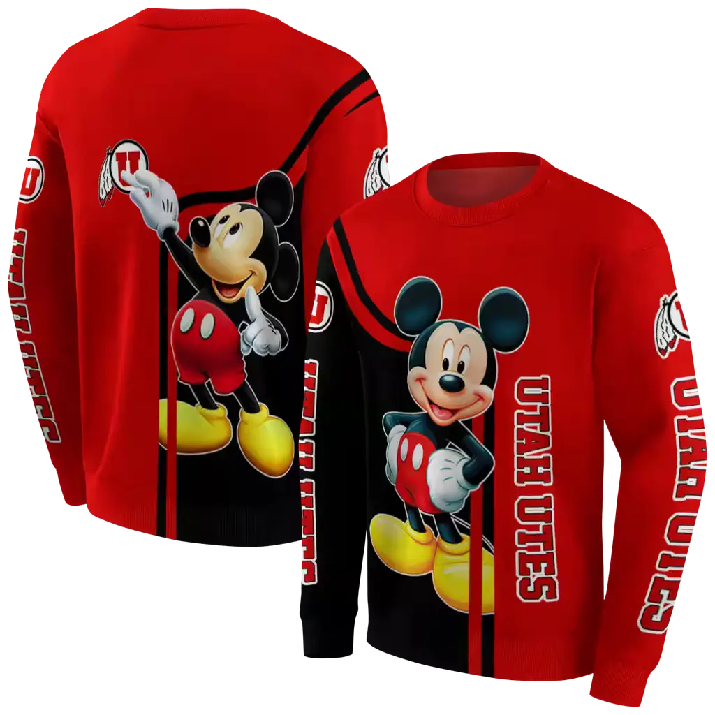 utah utes mickey mouse red black hoodie premium grade utah utes mickey mouse red black hoodie premium grade