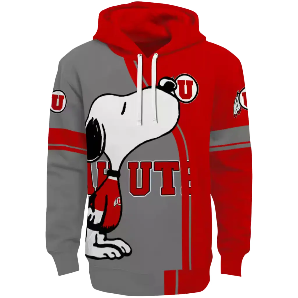utah utes playful snoopy red hoodie best selling utah utes playful snoopy red hoodie best selling