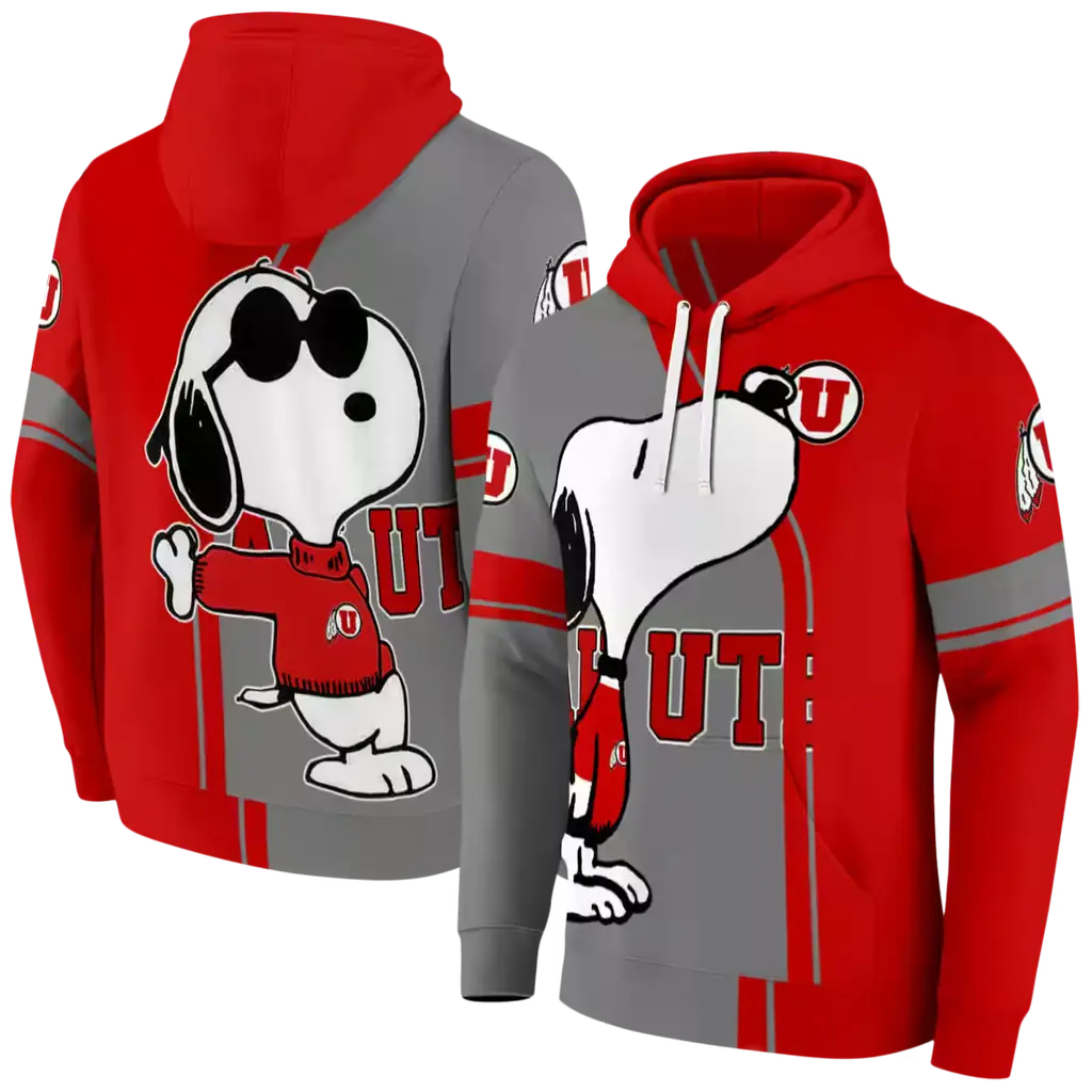 utah utes playful snoopy red hoodie fashion forward utah utes playful snoopy red hoodie fashion forward