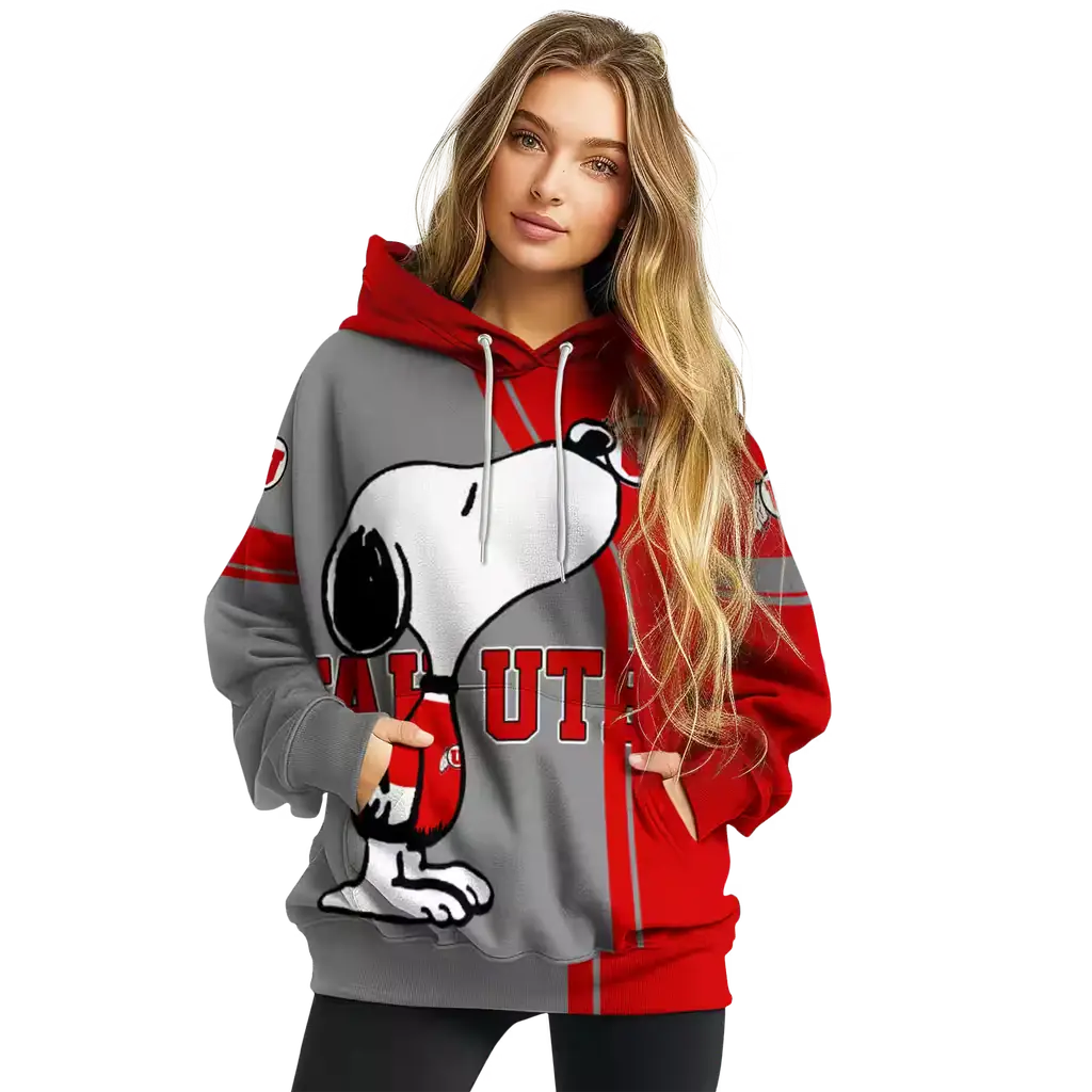 utah utes playful snoopy red hoodie high quality utah utes playful snoopy red hoodie high quality