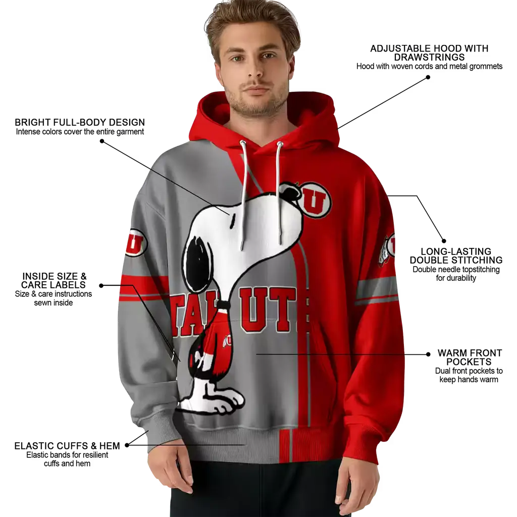 utah utes playful snoopy red hoodie latest model utah utes playful snoopy red hoodie latest model