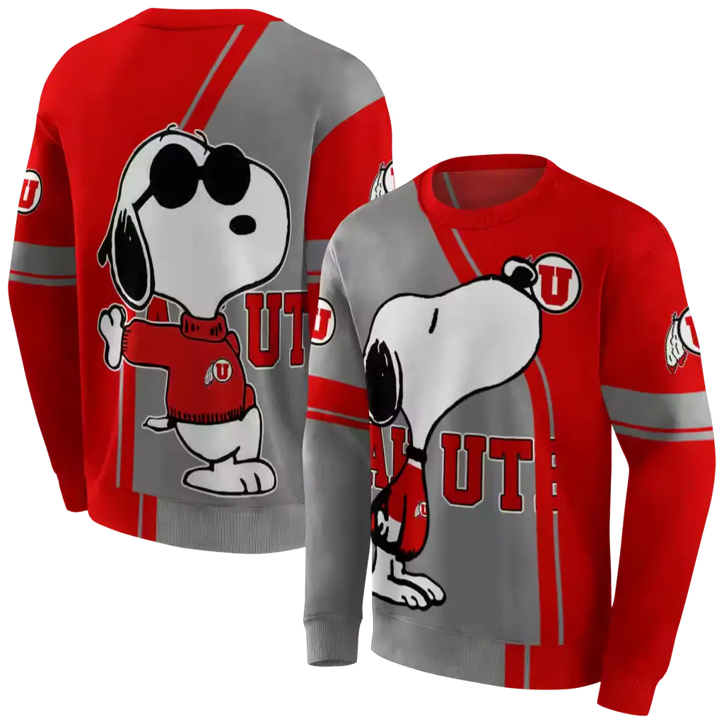 utah utes playful snoopy red hoodie premium grade utah utes playful snoopy red hoodie premium grade
