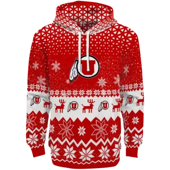 utah utes reindeer motif red hoodie best selling