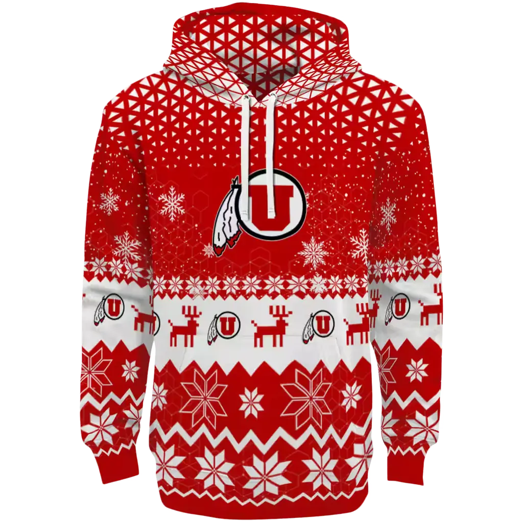 utah utes reindeer motif red hoodie best selling utah utes reindeer motif red hoodie best selling