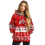 utah utes reindeer motif red hoodie best selling