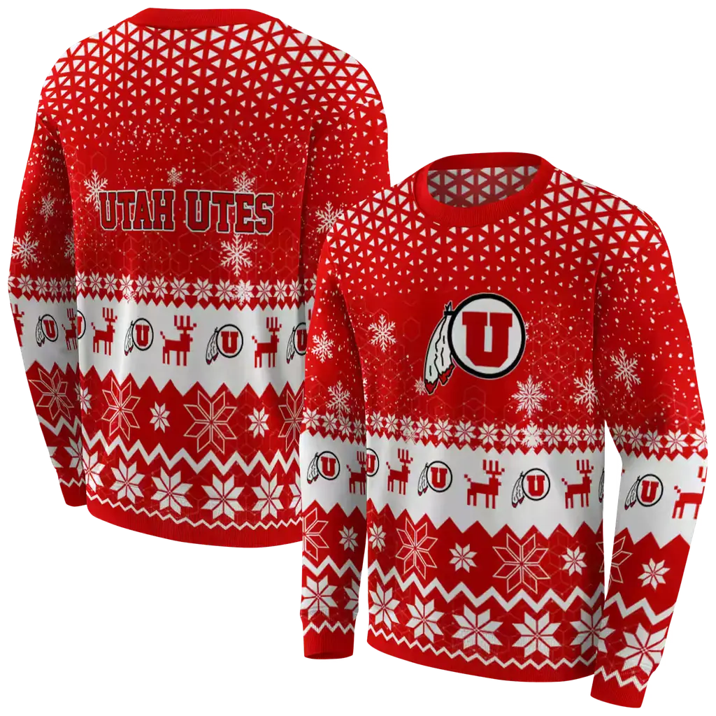 utah utes reindeer motif red hoodie premium grade utah utes reindeer motif red hoodie premium grade