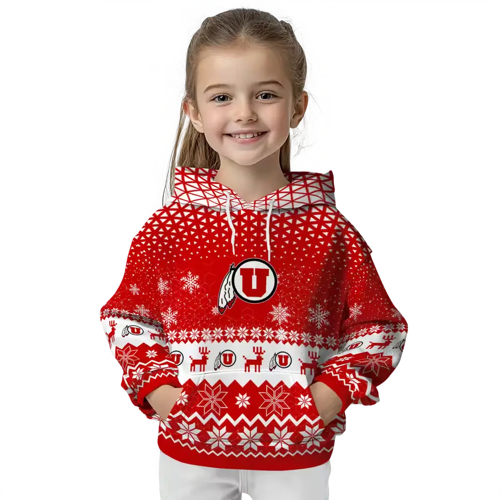 utah utes reindeer motif red hoodie top rated utah utes reindeer motif red hoodie top rated