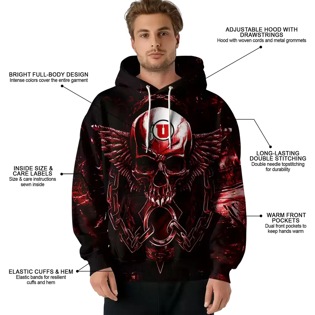 utah utes skull artwork red black hoodie latest model utah utes skull artwork red black hoodie latest model