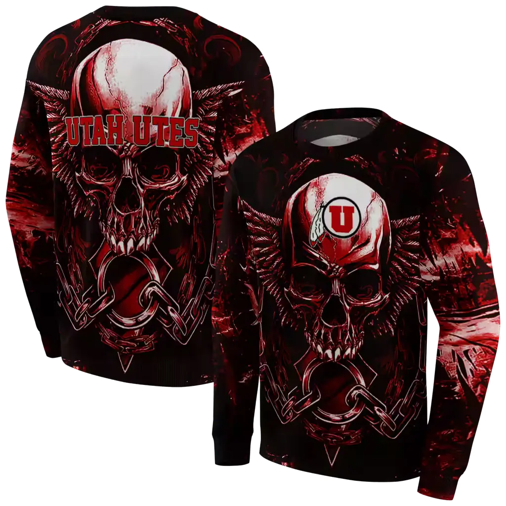 utah utes skull artwork red black hoodie premium grade utah utes skull artwork red black hoodie premium grade