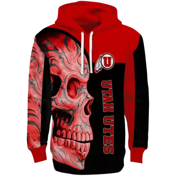 utah utes skull motif red black hoodie best selling