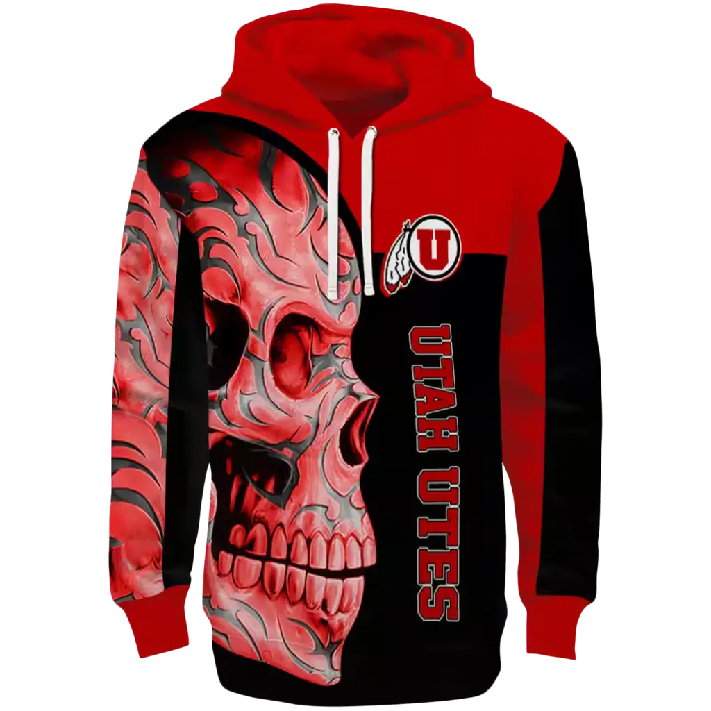 utah utes skull motif red black hoodie best selling utah utes skull motif red black hoodie best selling