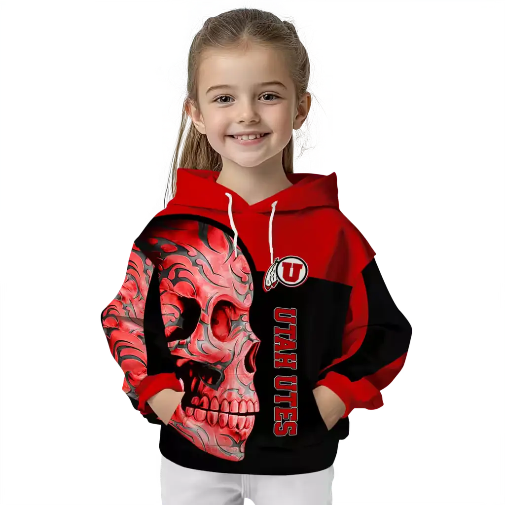 utah utes skull motif red black hoodie top rated utah utes skull motif red black hoodie top rated
