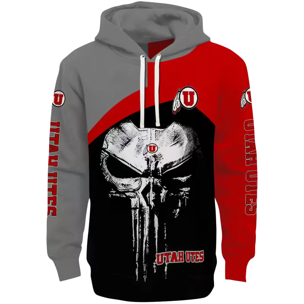 utah utes skull punisher gray black hoodie best selling utah utes skull punisher gray black hoodie best selling