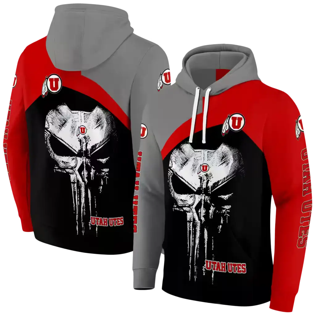 utah utes skull punisher gray black hoodie fashion forward utah utes skull punisher gray black hoodie fashion forward