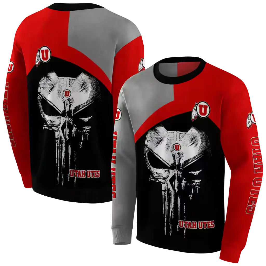 utah utes skull punisher gray black hoodie premium grade utah utes skull punisher gray black hoodie premium grade