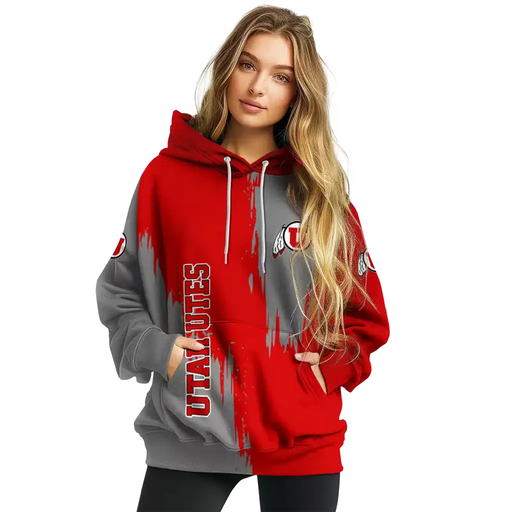 utah utes splatter effect red hoodie high quality utah utes splatter effect red hoodie high quality
