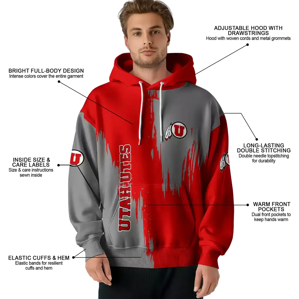 utah utes splatter effect red hoodie latest model utah utes splatter effect red hoodie latest model