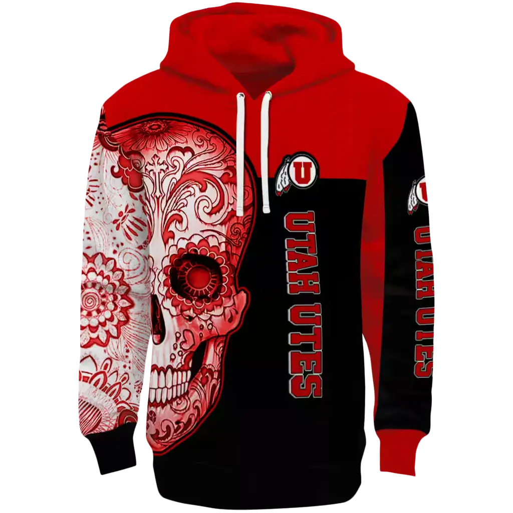 utah utes sugar skull red black hoodie best selling utah utes sugar skull red black hoodie best selling