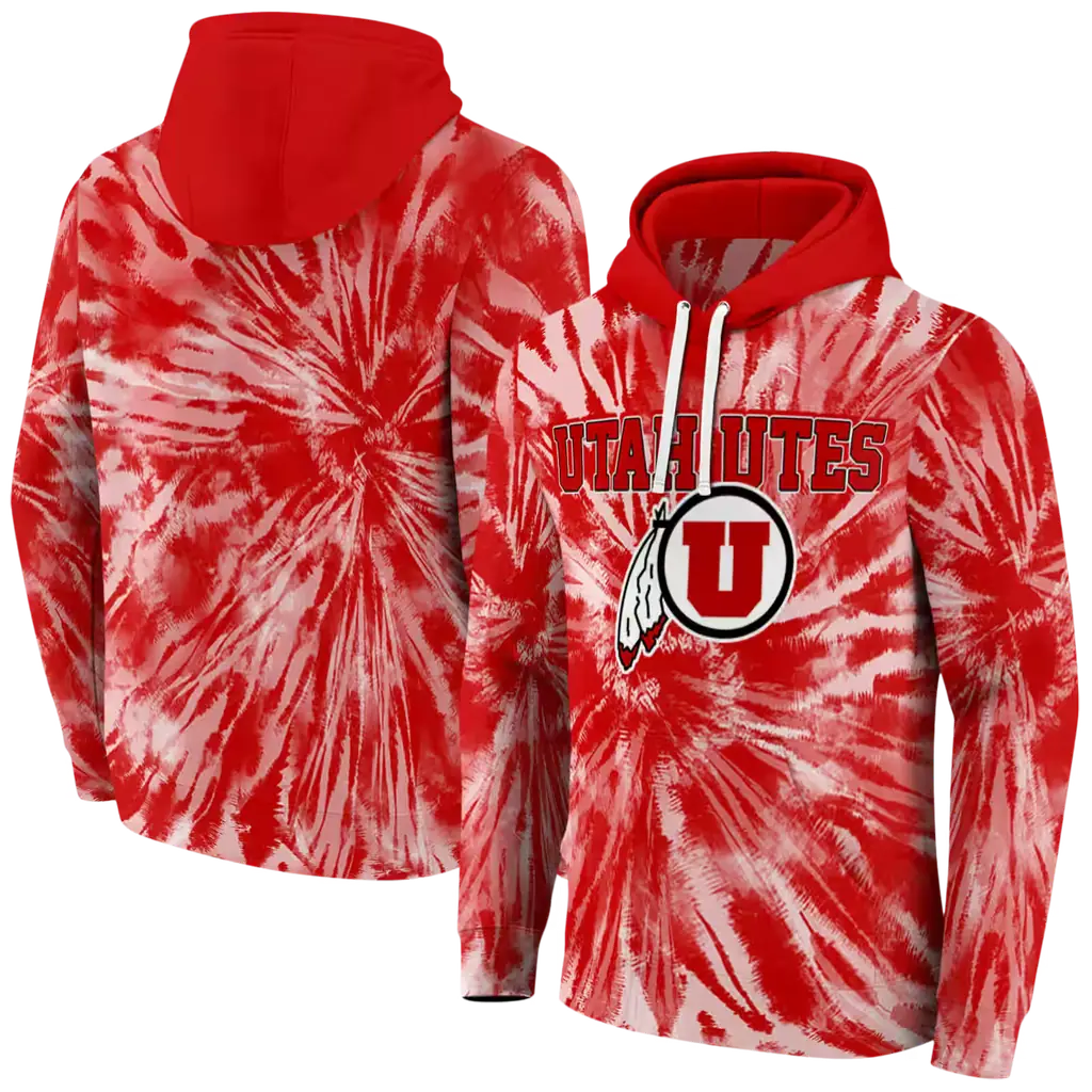 utah utes tie dye pattern red hoodie fashion forward utah utes tie dye pattern red hoodie fashion forward