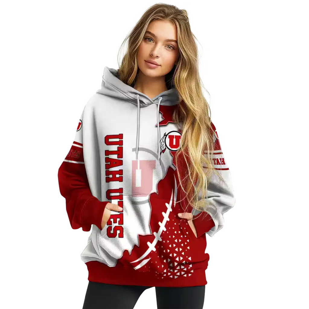 utah utes triangular pattern red white hoodie high quality utah utes triangular pattern red white hoodie high quality