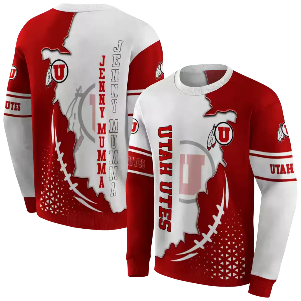 utah utes triangular pattern red white hoodie premium grade utah utes triangular pattern red white hoodie premium grade