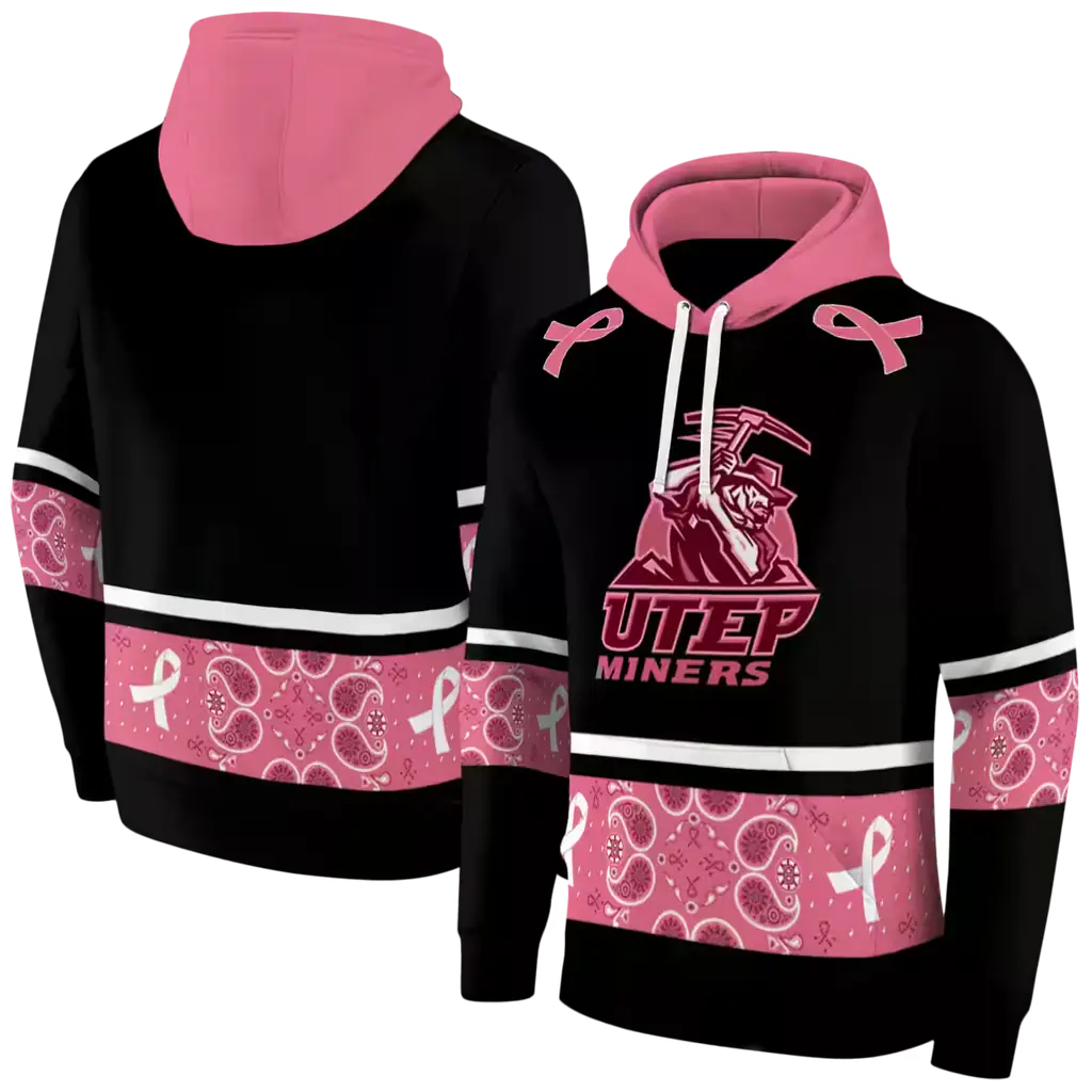 utep miners awareness ribbon black pink hoodie fashion forward utep miners awareness ribbon black pink hoodie fashion forward