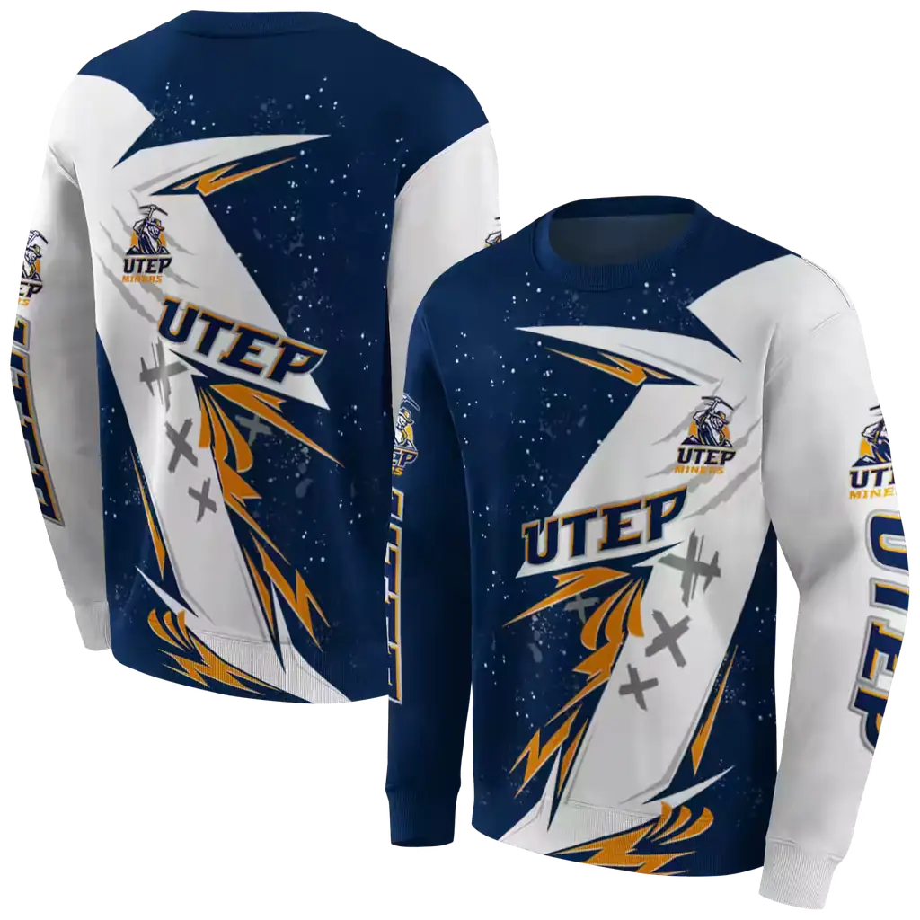 utep miners dynamic slash blue white hoodie premium grade utep miners dynamic slash blue white hoodie premium grade