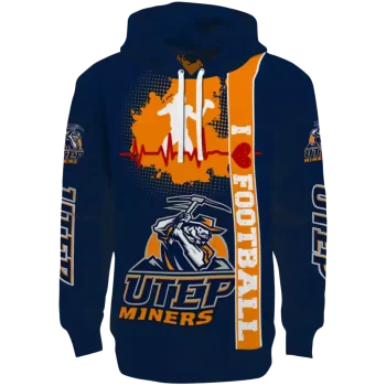 utep miners football heartbeat blue hoodie best selling