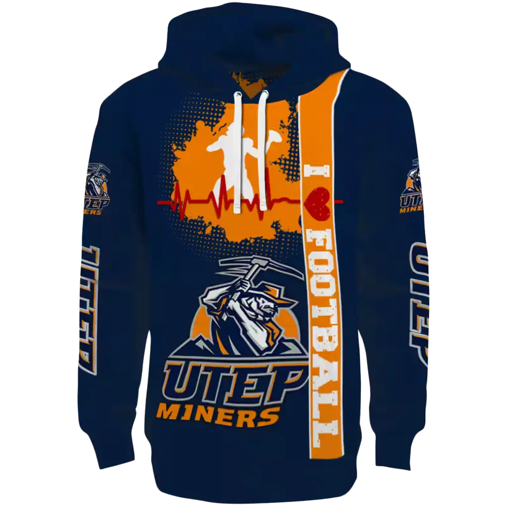 utep miners football heartbeat blue hoodie best selling utep miners football heartbeat blue hoodie best selling