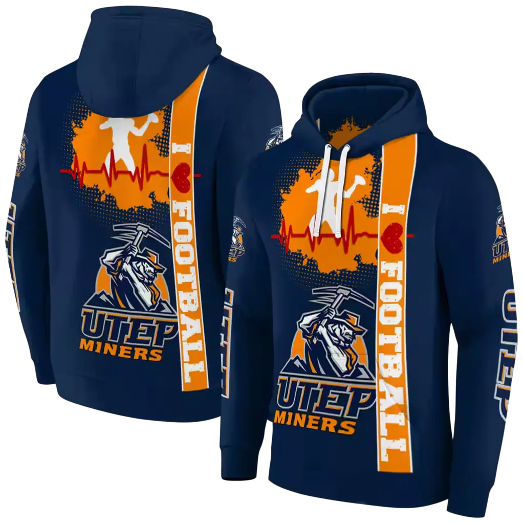 utep miners football heartbeat blue hoodie fashion forward utep miners football heartbeat blue hoodie fashion forward