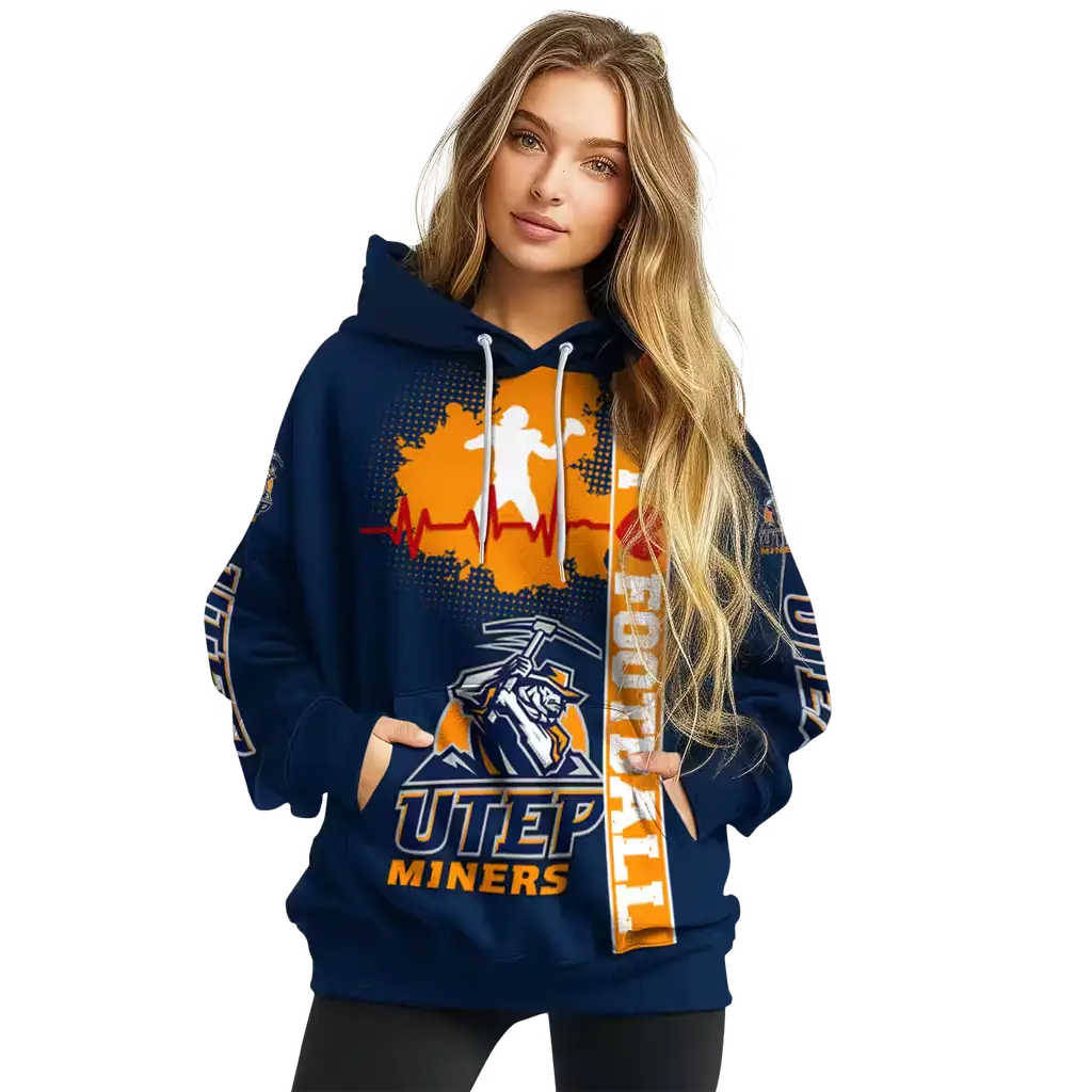utep miners football heartbeat blue hoodie high quality utep miners football heartbeat blue hoodie high quality