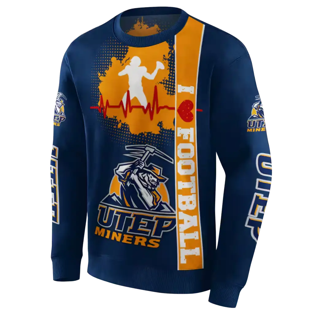 utep miners football heartbeat blue hoodie new arrival utep miners football heartbeat blue hoodie new arrival