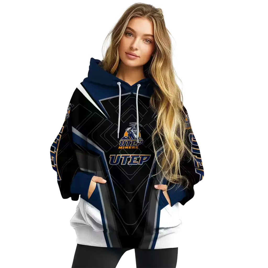 utep miners futuristic pattern blue black hoodie high quality utep miners futuristic pattern blue black hoodie high quality