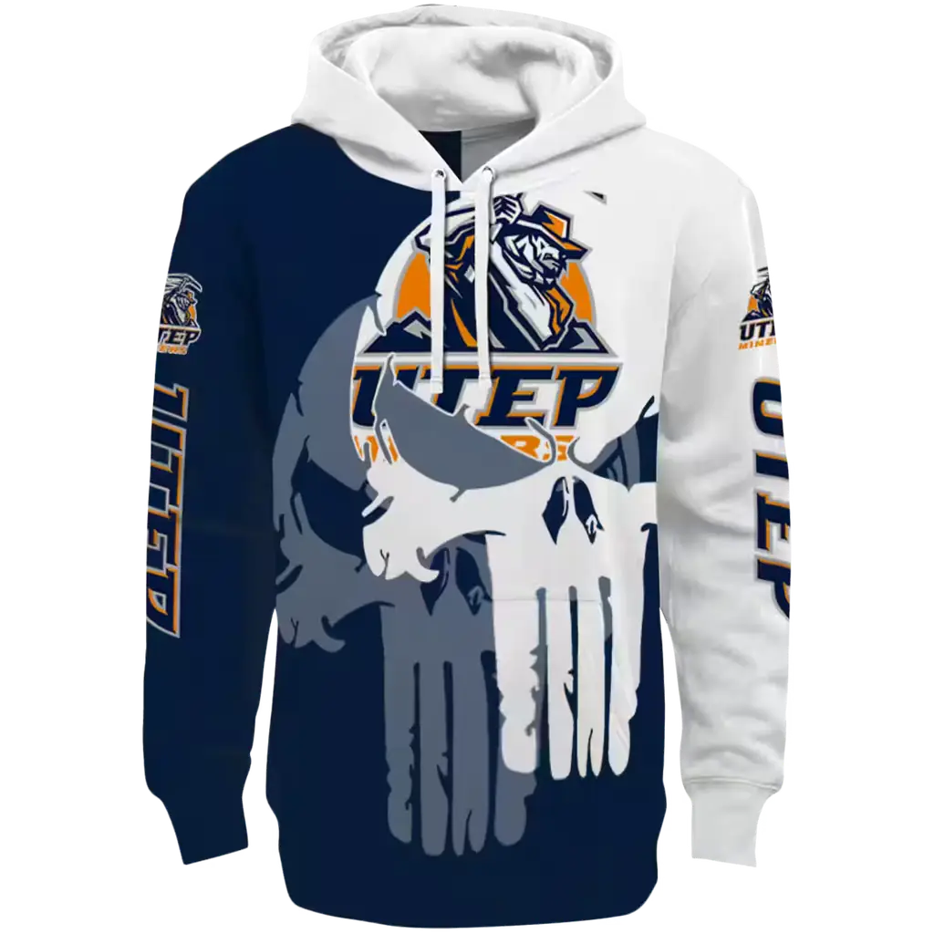 utep miners graphic punisher blue white hoodie best selling utep miners graphic punisher blue white hoodie best selling