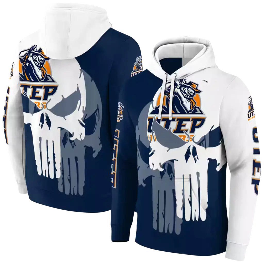 utep miners graphic punisher blue white hoodie fashion forward utep miners graphic punisher blue white hoodie fashion forward