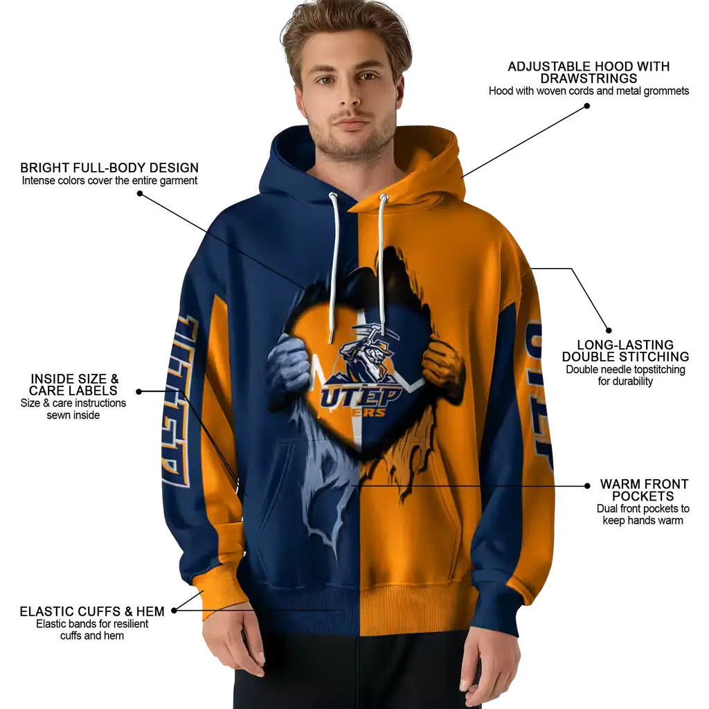 utep miners heartbeat graphic blue hoodie latest model utep miners heartbeat graphic blue hoodie latest model