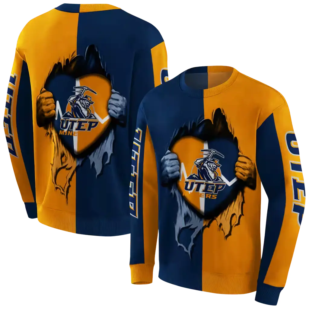 utep miners heartbeat graphic blue hoodie premium grade utep miners heartbeat graphic blue hoodie premium grade