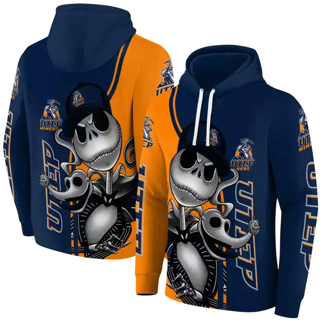 utep miners jack skellington blue hoodie fashion forward utep miners jack skellington blue hoodie fashion forward