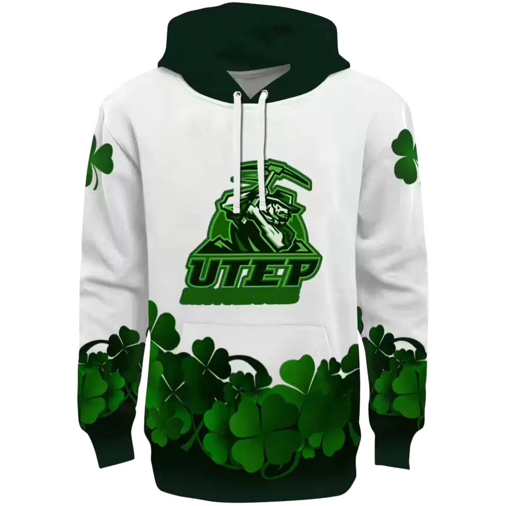 utep miners lucky motif white green hoodie best selling utep miners lucky motif white green hoodie best selling