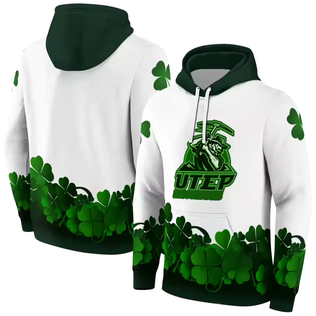 utep miners lucky motif white green hoodie fashion forward utep miners lucky motif white green hoodie fashion forward