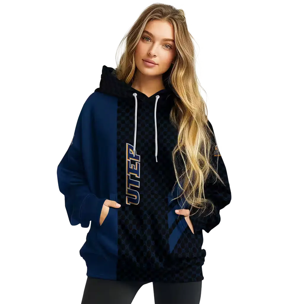 utep miners monogram pattern blue hoodie high quality utep miners monogram pattern blue hoodie high quality