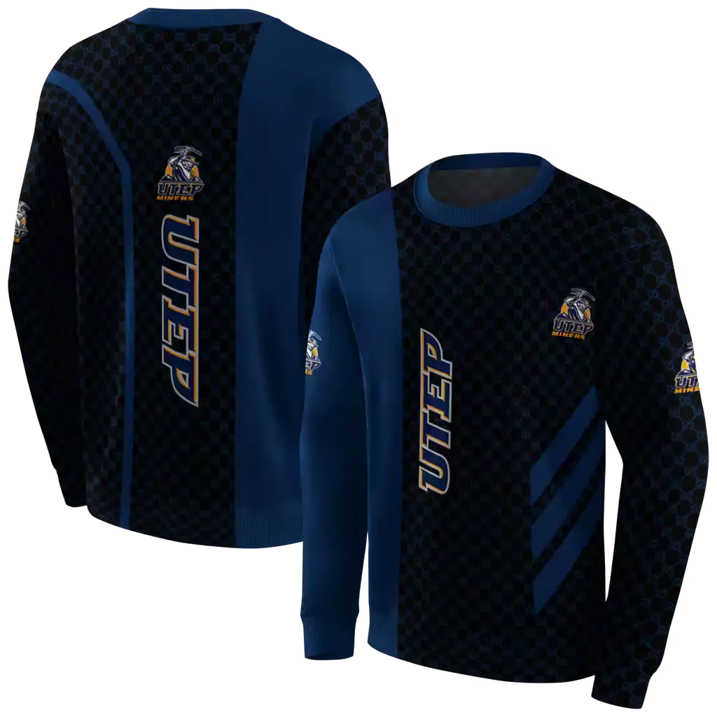 utep miners monogram pattern blue hoodie premium grade utep miners monogram pattern blue hoodie premium grade