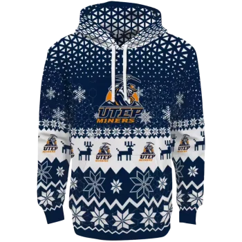 utep miners reindeer motif blue hoodie best selling